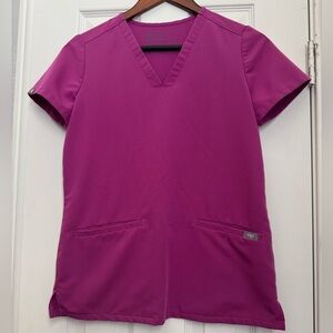 Figs Casma Three-pocket Scrub Top, Bright Fuchsia XXS